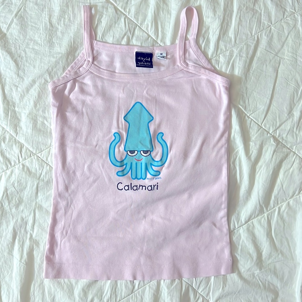 Vintage Y2K David & Goliath Calamari baby pink tank